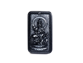 和田玉文殊菩萨玉牌挂件墨玉玉牌挂件生肖本命佛