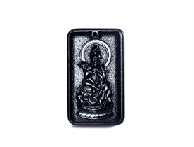 和田玉普贤菩萨玉牌挂件墨玉玉牌挂件生肖本命佛