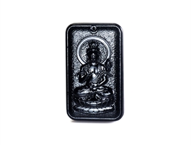 和田玉大势至菩萨玉牌挂件墨玉玉牌挂件生肖本命佛