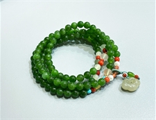 和田玉项链和田玉碧玉6mm珠项链