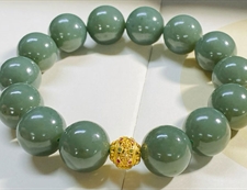 和田玉15mm圆珠手串手链青玉手串手链幸福美满