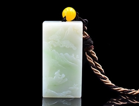 和田玉山水玉牌把件白玉玉牌把件大展宏图