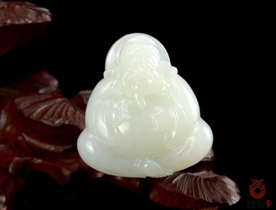 和田玉财神挂件吊坠羊脂白玉挂件吊坠财源滚滚