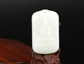 和田玉观音玉牌挂件羊脂白玉玉牌挂件辟邪保平安