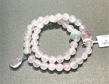 水晶-天然粉水晶圆珠翡翠玉环貔貅双层手串