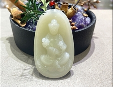 和田玉观音挂件天然和田玉白玉籽料观音吊坠吉祥平安