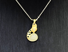 和田玉925银镶吊坠白玉小鹿925银镶吊坠