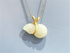 和田玉925银镶吊坠白玉葫芦925银镶吊坠