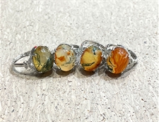 925银天然草花玛瑙戒指