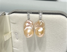 珍珠耳饰巴洛克珍珠耳钉黄光