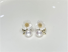 925银花朵珍珠耳环