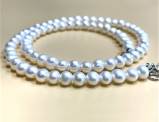 珍珠项链珍珠扁圆珠5mm珠项链锁骨链