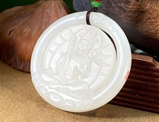 和田玉虚空藏玉牌挂件白玉玉牌挂件生肖本命佛