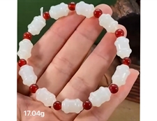 和田玉竹节手链白玉手链竹报平安