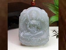 和田玉虚空藏玉牌挂件烟青玉玉玉牌挂件生肖本命佛