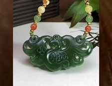 和田玉凤玉佩锁骨链碧玉玉佩锁骨链凤凰于飞