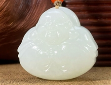 和田玉弥勒佛挂件吊坠羊脂白玉挂件吊坠笑口常开