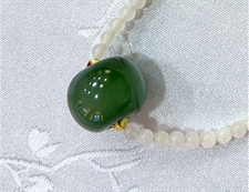 和田玉项链和田玉碧玉18mm珠项链